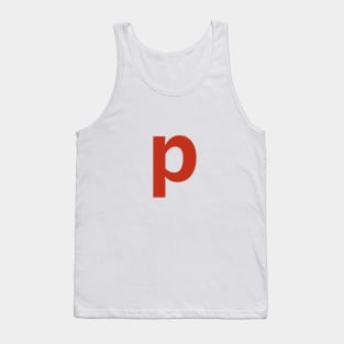 Letter p in Red Text Minimal Typography Tank Top